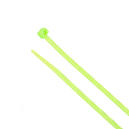 South Main Hardware Cable Tie, 11 in L, 3 in Max Bundle Dia., Fluorescent Green, Nylon, 75 lb Strength, 100 PK 220176